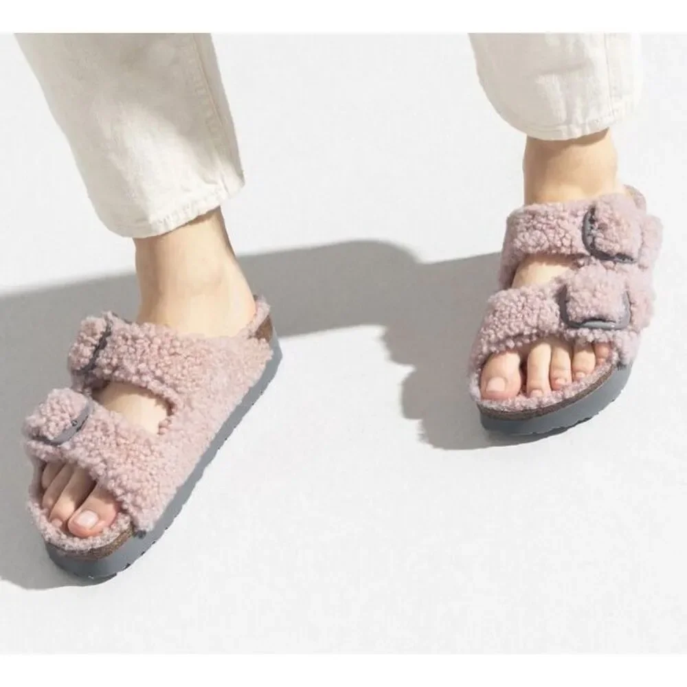 Birkenstock Arizona Crystal Rose Big Buckle Teddy Shearling Sandal EU 42 NIB